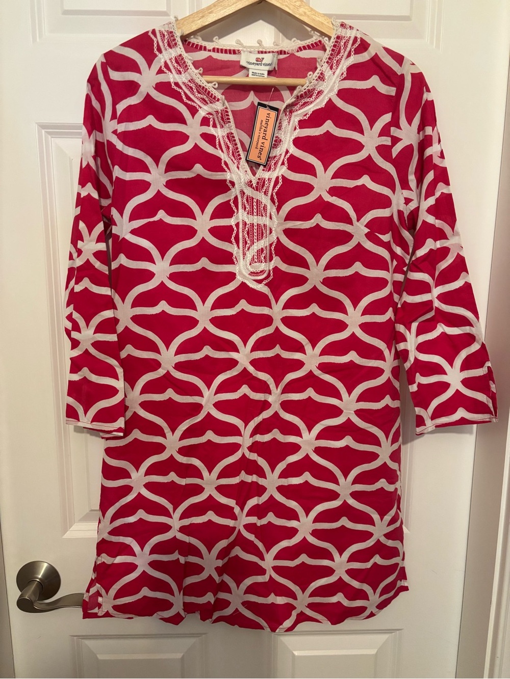 Vineyard Vines Pink & White Geometric Tunic Coverup dress